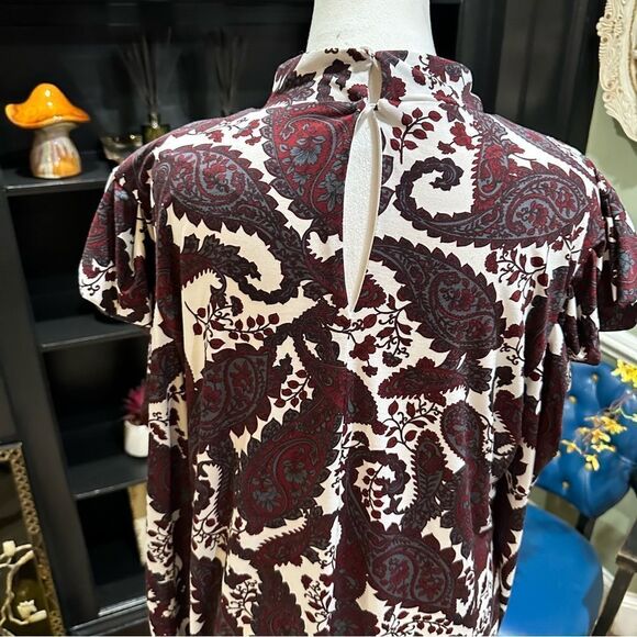 ELOQUII Paisley Long Sleeve Stretch Jersey Dress Size 18 - Picture 12 of 16